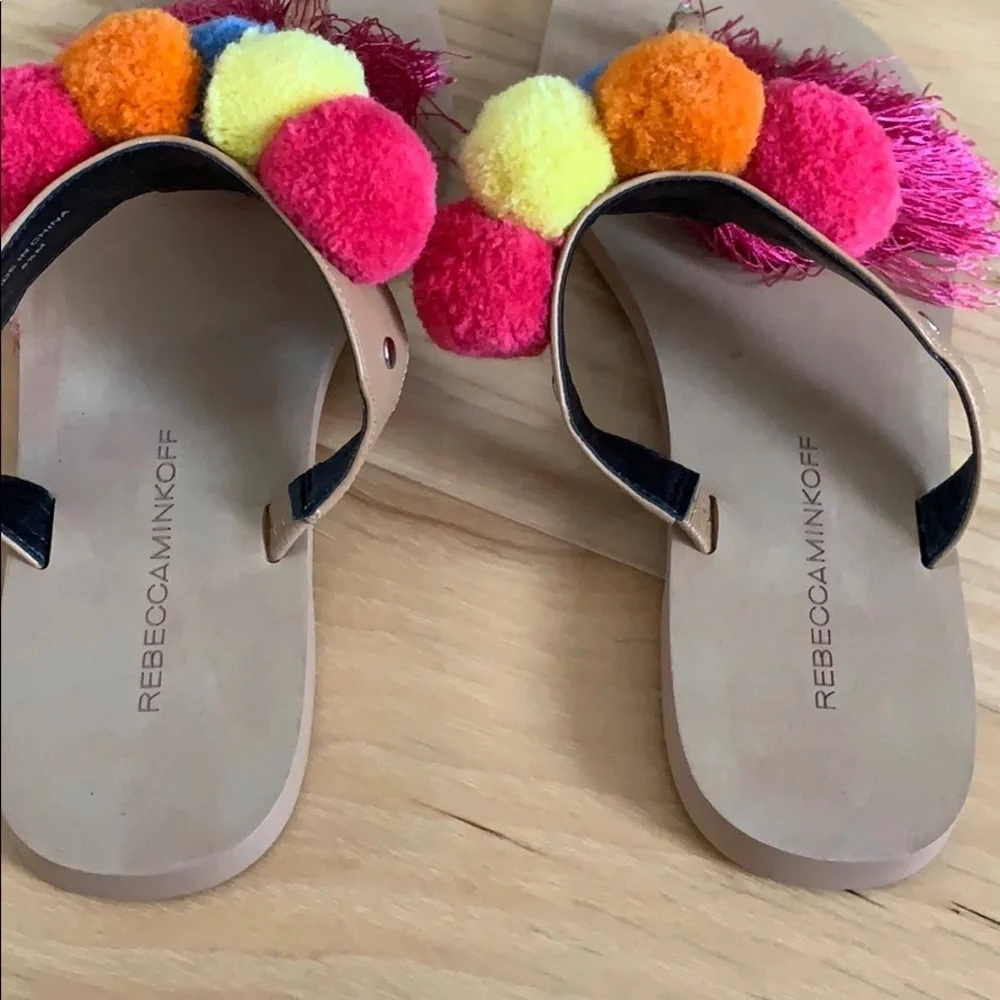 Rebecca Minkoff pompom tassel sandals
